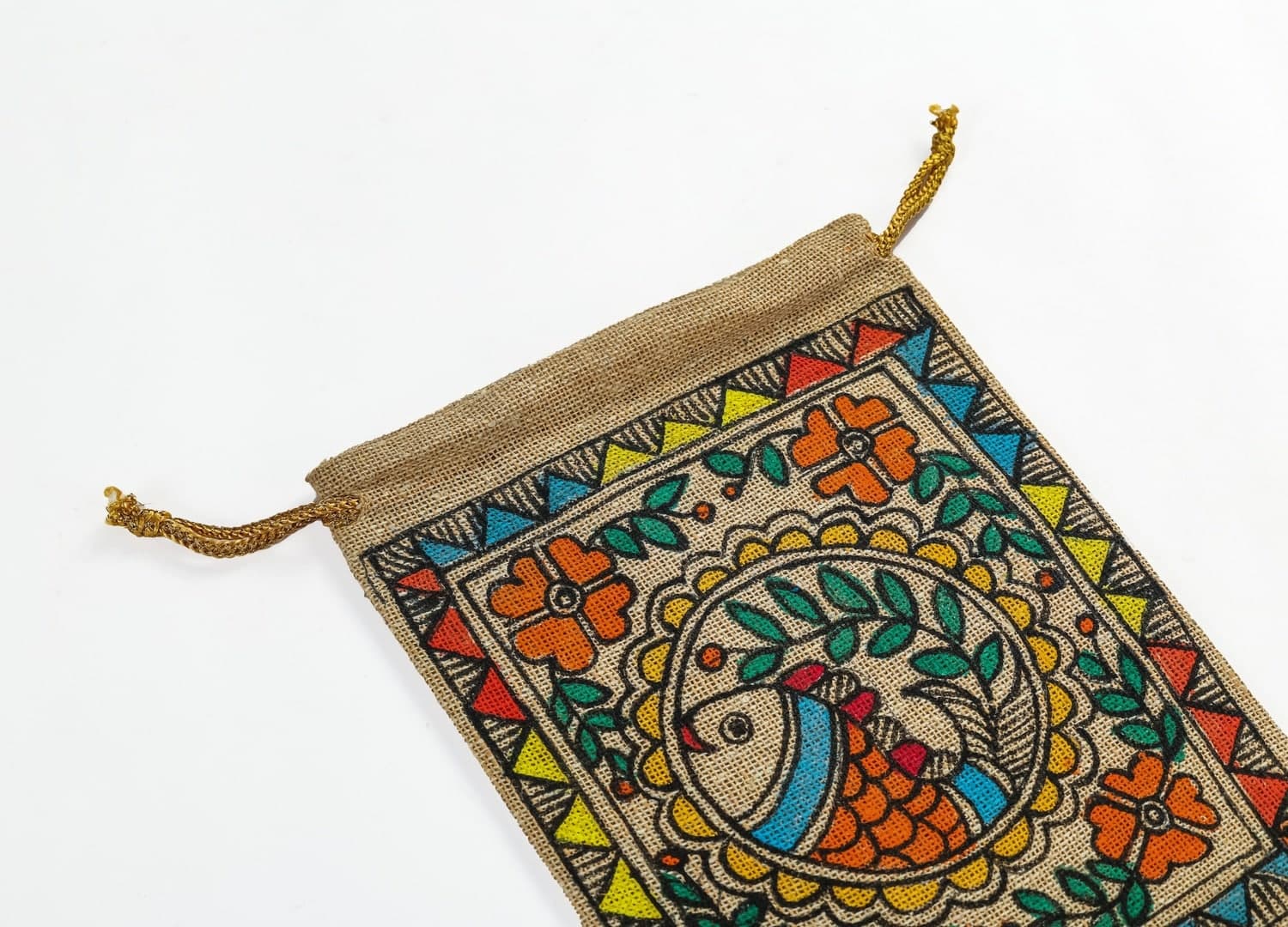 Jute Potli – Madhubani Fish Motif