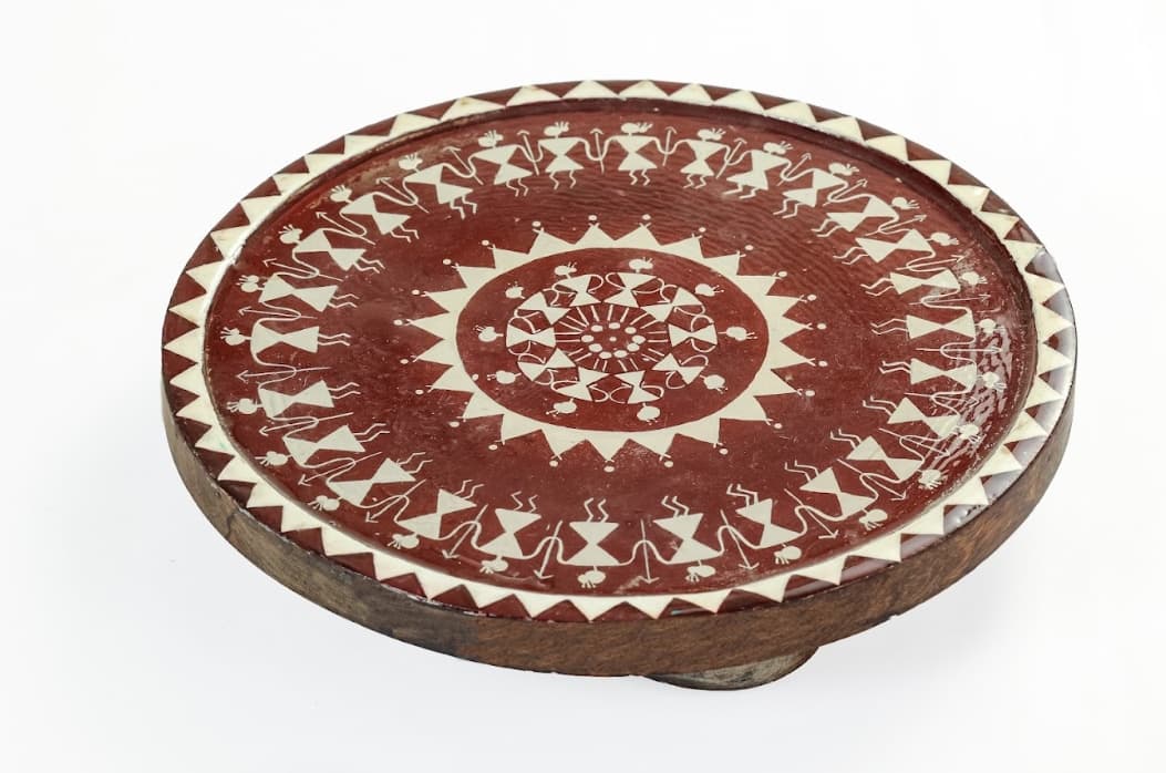 Aarunya Mango Wood Side Stool – Worli Brown & White