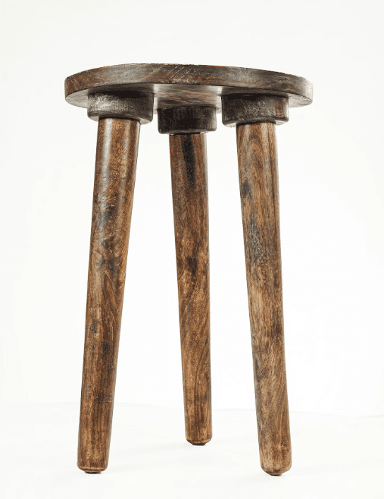 Aarunya Mango Wood Side Stool – Worli Brown & White