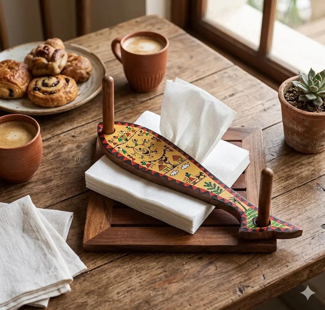 Tribal Tales Tissue Holder – Worli Yellow