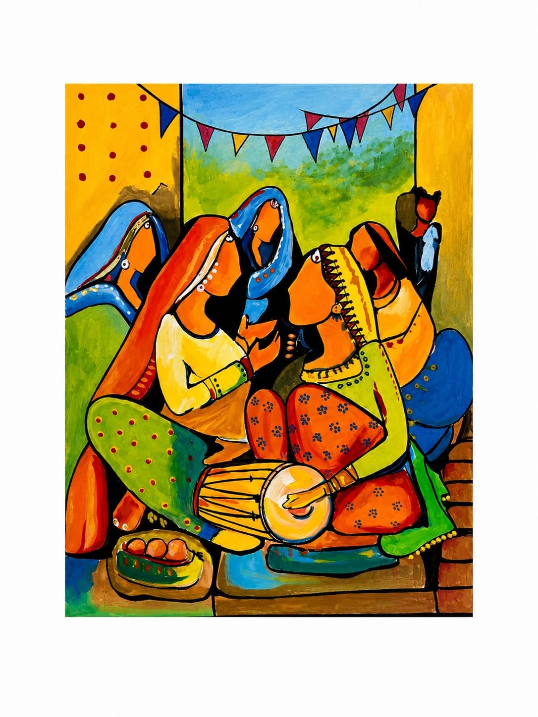 Sakhi Sangeet – Kalighat Folk Art Painting