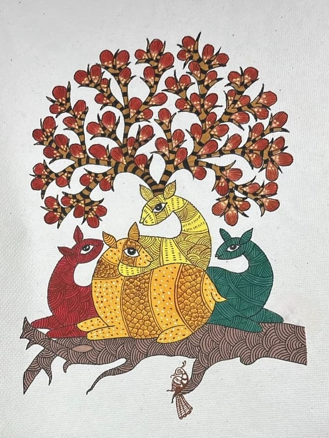 Under the Mahua — Four Deer in Harmony