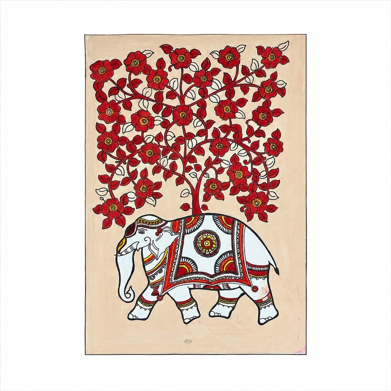 “Gajraj in Full Glory — Beneath the Crimson Bloom”