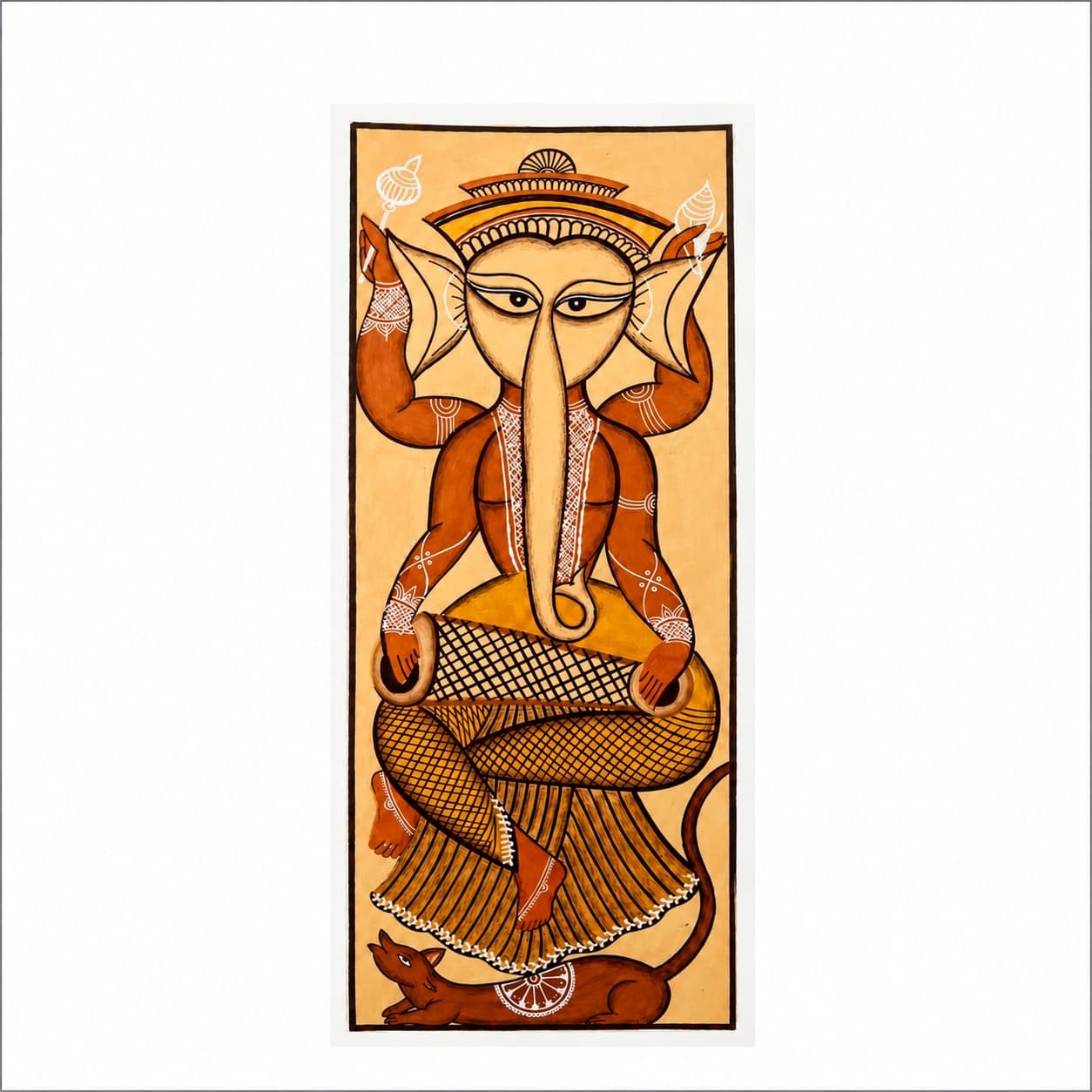 Divine Resonance: Kalighat Ganesha - Size 17x7 inches 